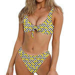 Zigzag Banana Pattern Print Front Bow Tie Bikini