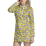 Zigzag Banana Pattern Print Hoodie Dress