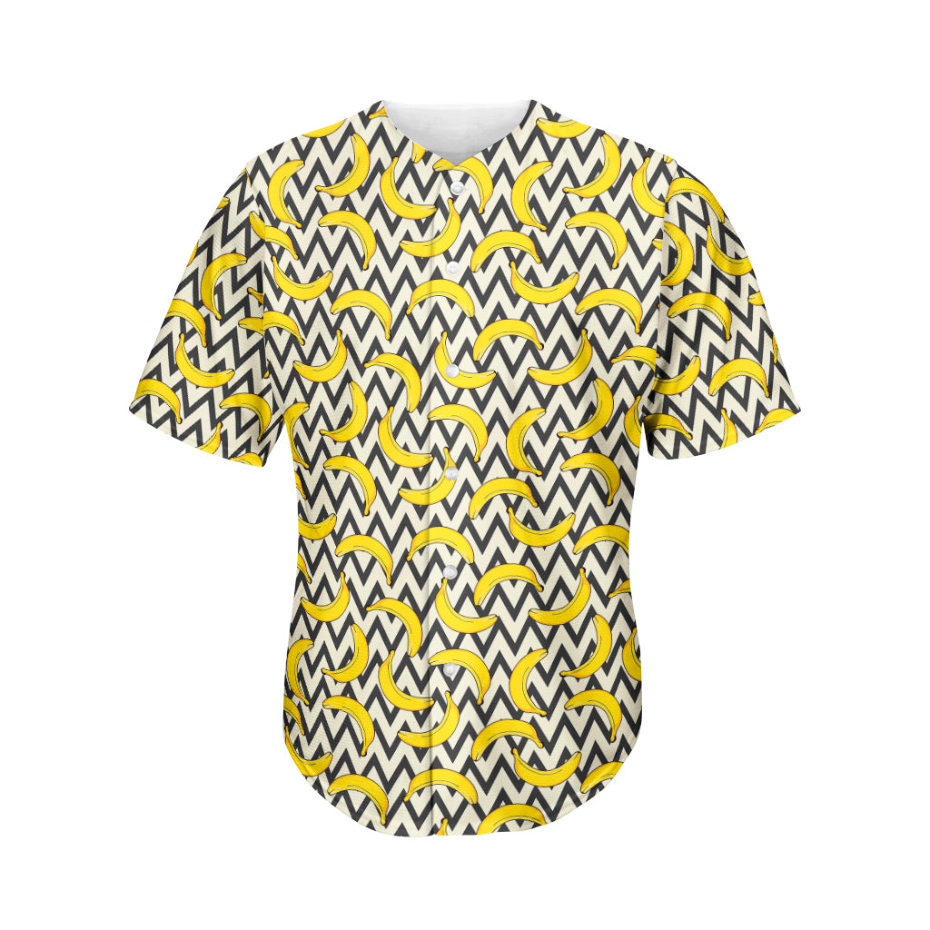 Zigzag Banana Pattern Print Men's Baseball Jersey