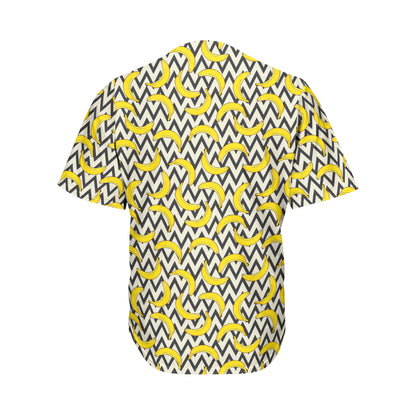 Zigzag Banana Pattern Print Men's Baseball Jersey