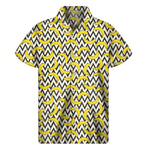 Zigzag Banana Pattern Print Men's Short Sleeve Shirt