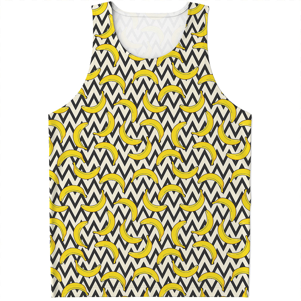 Zigzag Banana Pattern Print Men's Tank Top