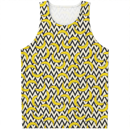 Zigzag Banana Pattern Print Men's Tank Top