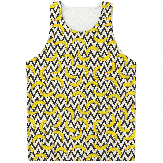 Zigzag Banana Pattern Print Men's Tank Top