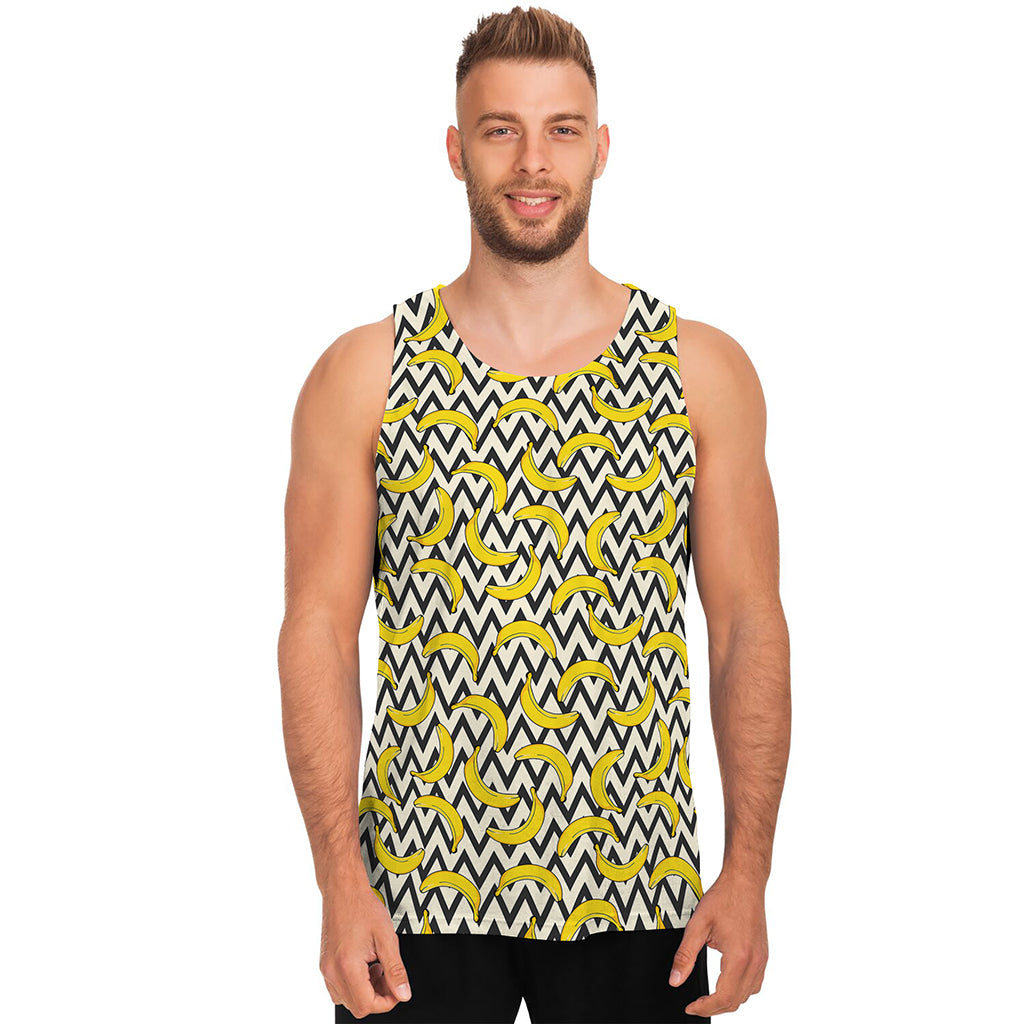 Zigzag Banana Pattern Print Men's Tank Top
