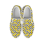 Zigzag Banana Pattern Print White Slip On Shoes
