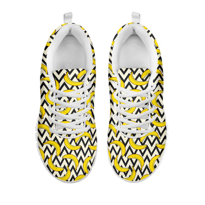 Zigzag Banana Pattern Print White Sneakers