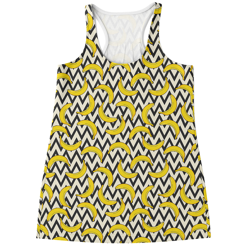 Zigzag Banana Pattern Print Women's Racerback Tank Top