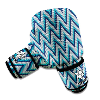 Zigzag Knitted Pattern Print Boxing Gloves