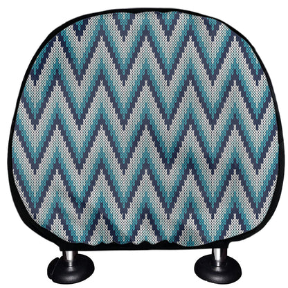 Zigzag Knitted Pattern Print Car Headrest Covers