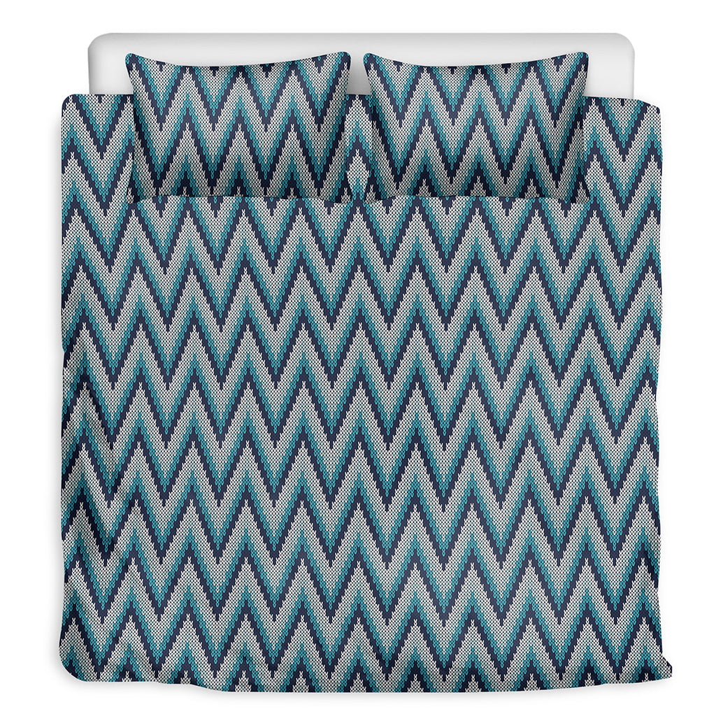 Zigzag Knitted Pattern Print Duvet Cover Bedding Set