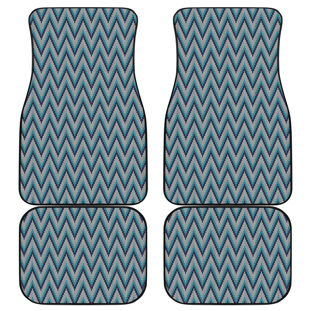 Zigzag Knitted Pattern Print Front and Back Car Floor Mats