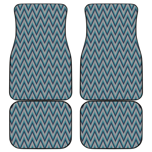 Zigzag Knitted Pattern Print Front and Back Car Floor Mats