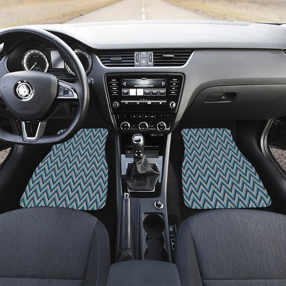 Zigzag Knitted Pattern Print Front and Back Car Floor Mats