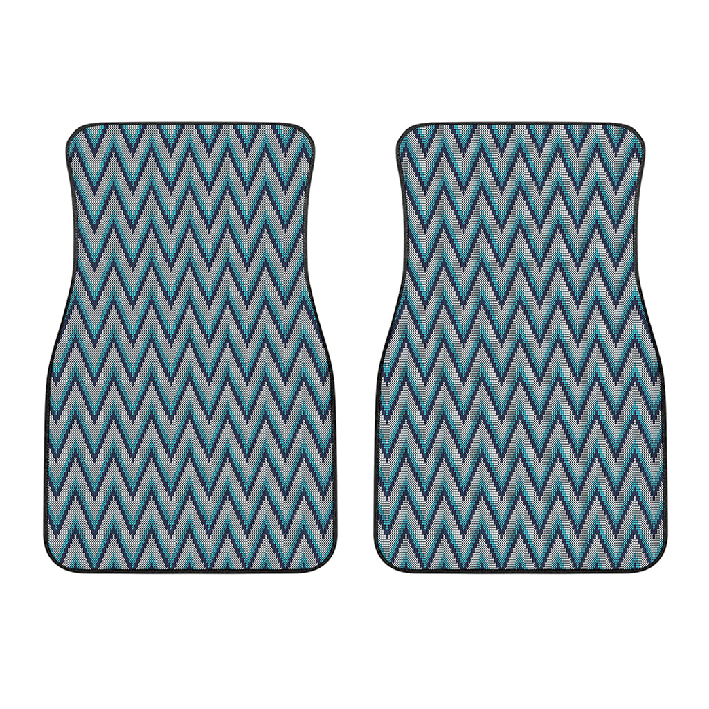 Zigzag Knitted Pattern Print Front Car Floor Mats