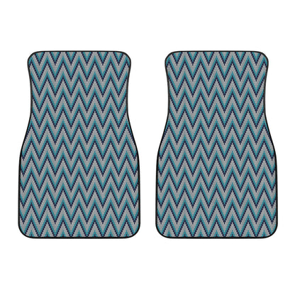 Zigzag Knitted Pattern Print Front Car Floor Mats