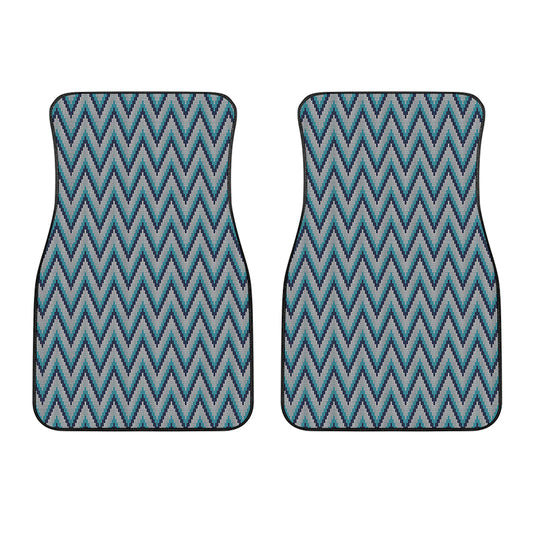 Zigzag Knitted Pattern Print Front Car Floor Mats