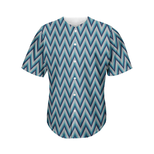 Zigzag Knitted Pattern Print Men's Baseball Jersey