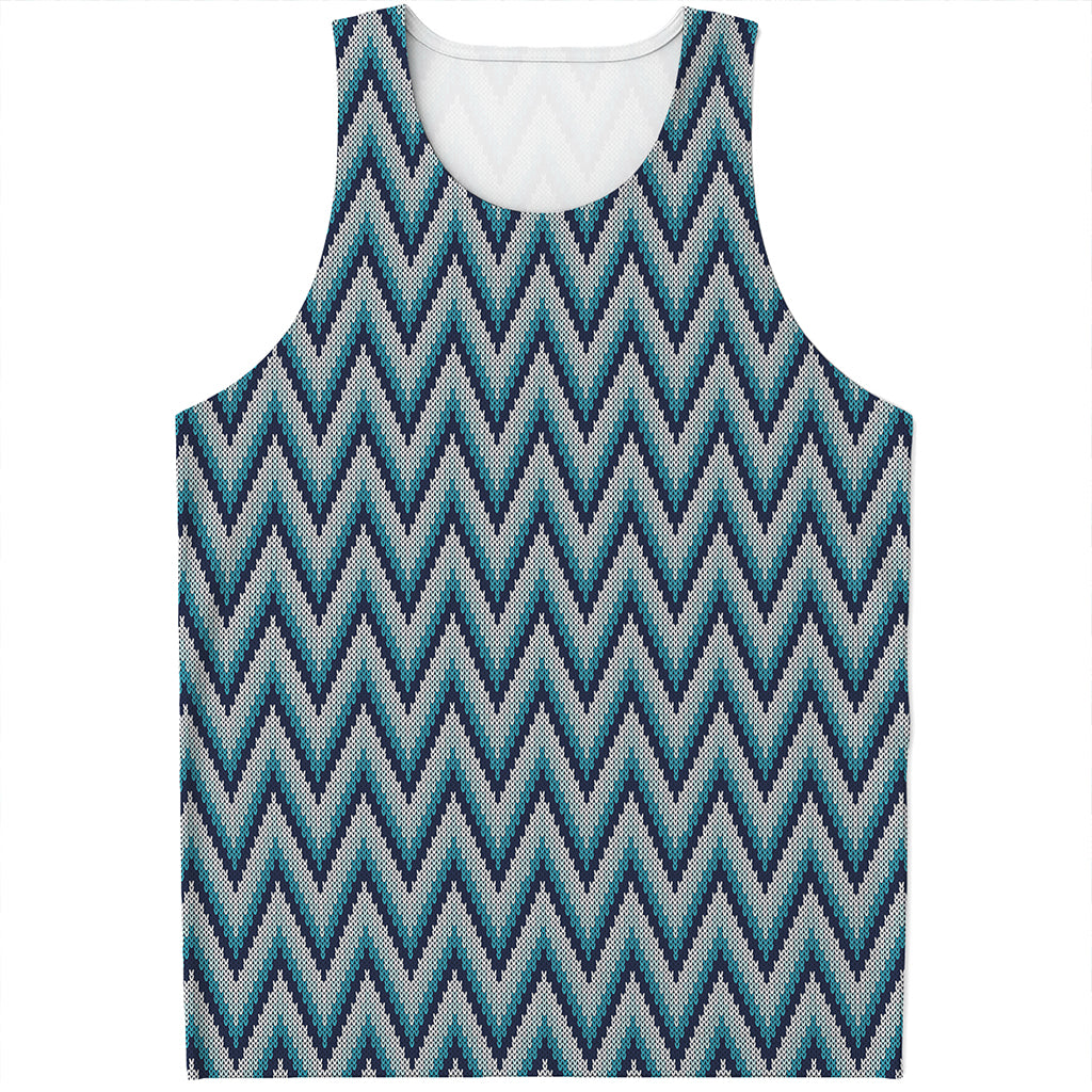 Zigzag Knitted Pattern Print Men's Tank Top