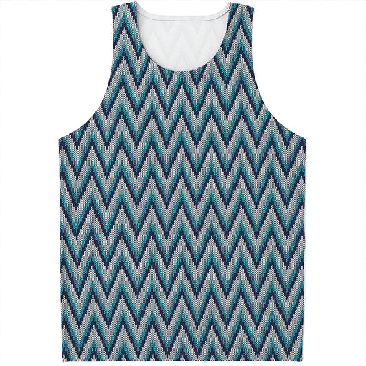 Zigzag Knitted Pattern Print Men's Tank Top