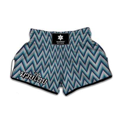Zigzag Knitted Pattern Print Muay Thai Boxing Shorts