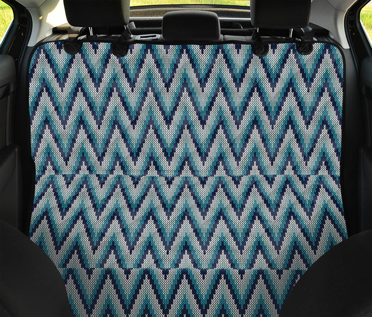 Zigzag Knitted Pattern Print Pet Car Back Seat Cover
