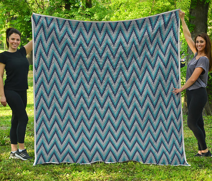 Zigzag Knitted Pattern Print Quilt