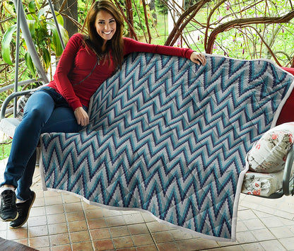 Zigzag Knitted Pattern Print Quilt