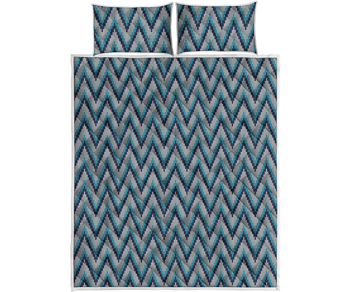 Zigzag Knitted Pattern Print Quilt Bed Set