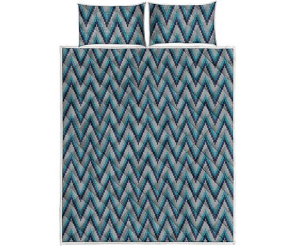 Zigzag Knitted Pattern Print Quilt Bed Set