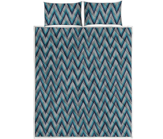 Zigzag Knitted Pattern Print Quilt Bed Set