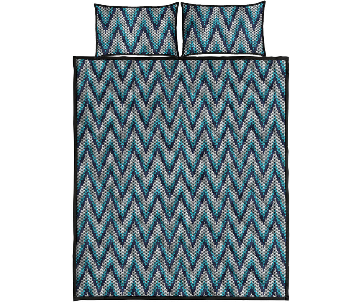 Zigzag Knitted Pattern Print Quilt Bed Set