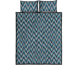 Zigzag Knitted Pattern Print Quilt Bed Set