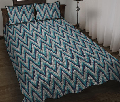 Zigzag Knitted Pattern Print Quilt Bed Set