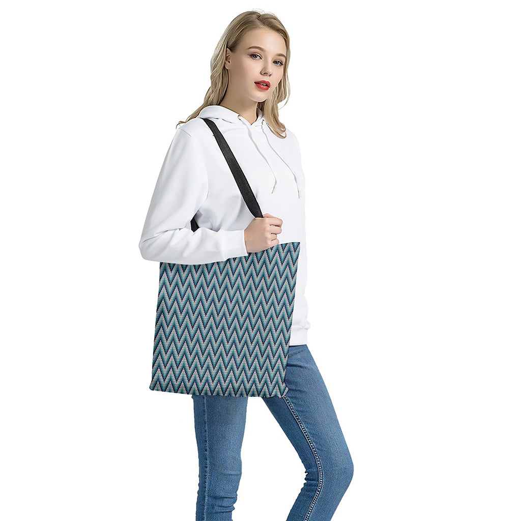 Zigzag Knitted Pattern Print Tote Bag