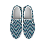 Zigzag Knitted Pattern Print White Slip On Shoes