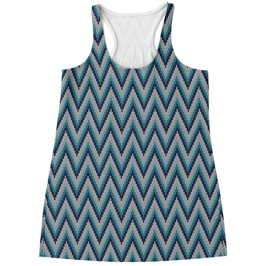 Zigzag Knitted Pattern Print Women's Racerback Tank Top