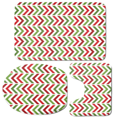 Zigzag Merry Christmas Pattern Print 3 Piece Bath Mat Set