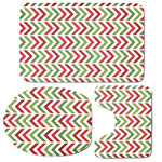 Zigzag Merry Christmas Pattern Print 3 Piece Bath Mat Set