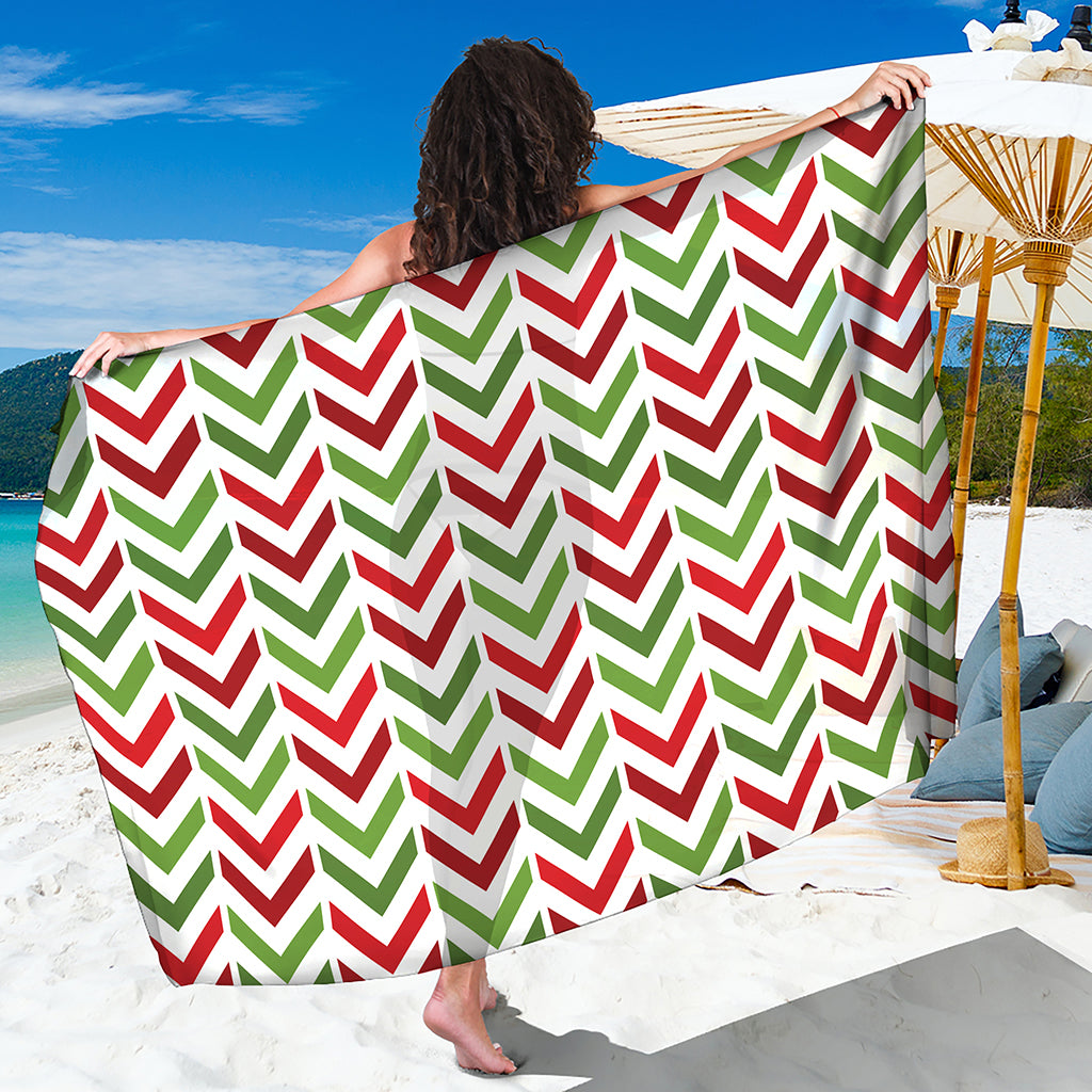 Zigzag Merry Christmas Pattern Print Beach Sarong Wrap