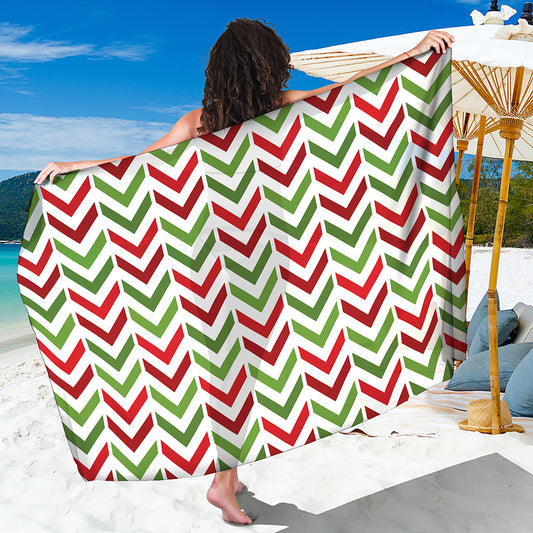 Zigzag Merry Christmas Pattern Print Beach Sarong Wrap
