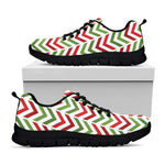 Zigzag Merry Christmas Pattern Print Black Sneakers