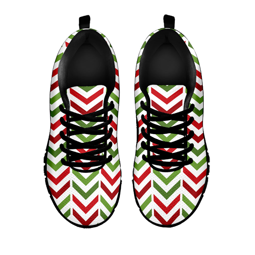 Zigzag Merry Christmas Pattern Print Black Sneakers