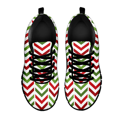 Zigzag Merry Christmas Pattern Print Black Sneakers