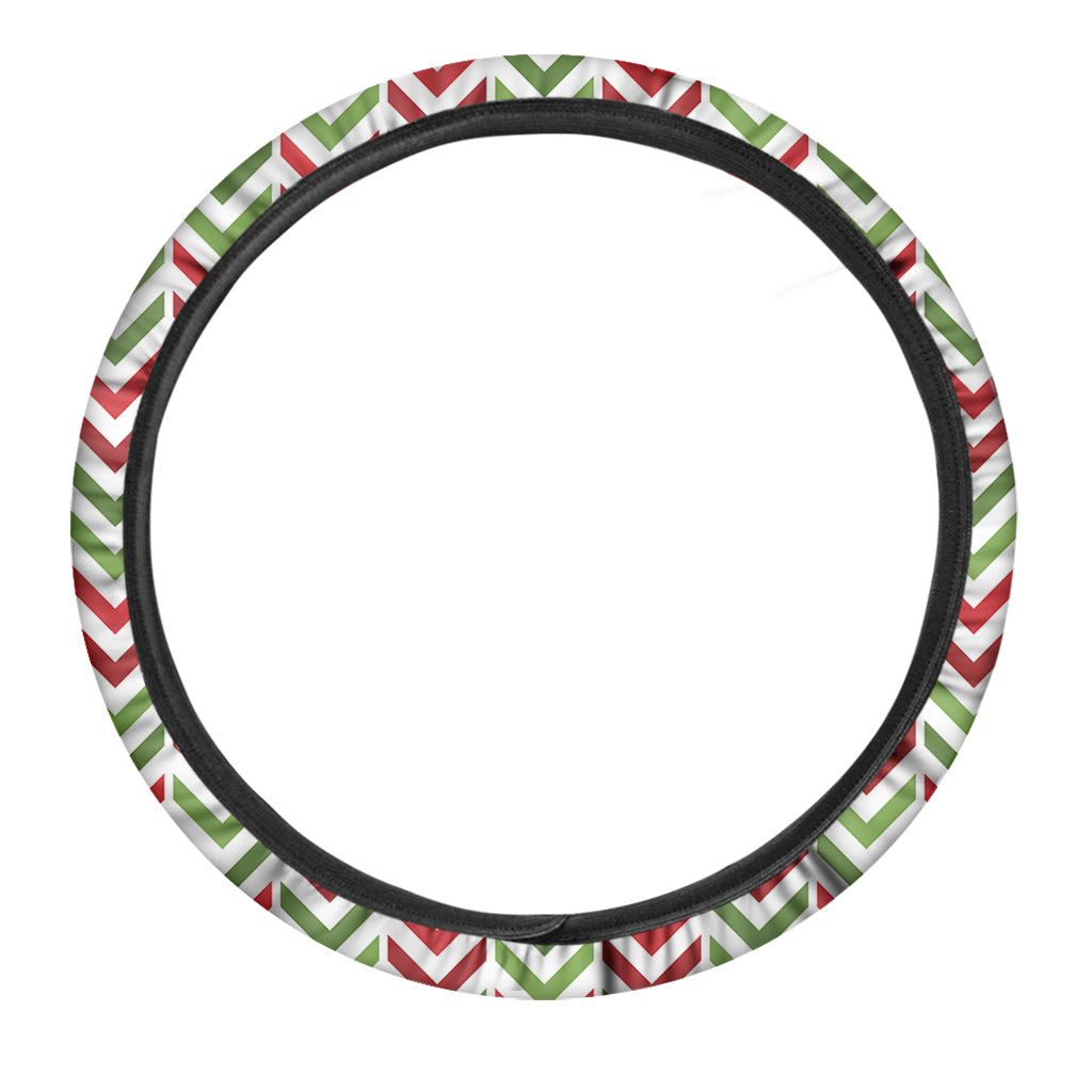 Zigzag Merry Christmas Pattern Print Car Steering Wheel Cover