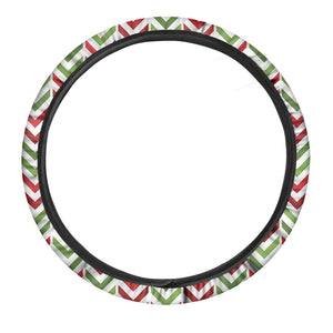 Zigzag Merry Christmas Pattern Print Car Steering Wheel Cover