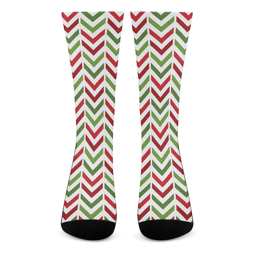 Zigzag Merry Christmas Pattern Print Crew Socks