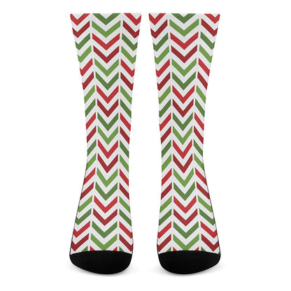 Zigzag Merry Christmas Pattern Print Crew Socks