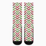 Zigzag Merry Christmas Pattern Print Crew Socks