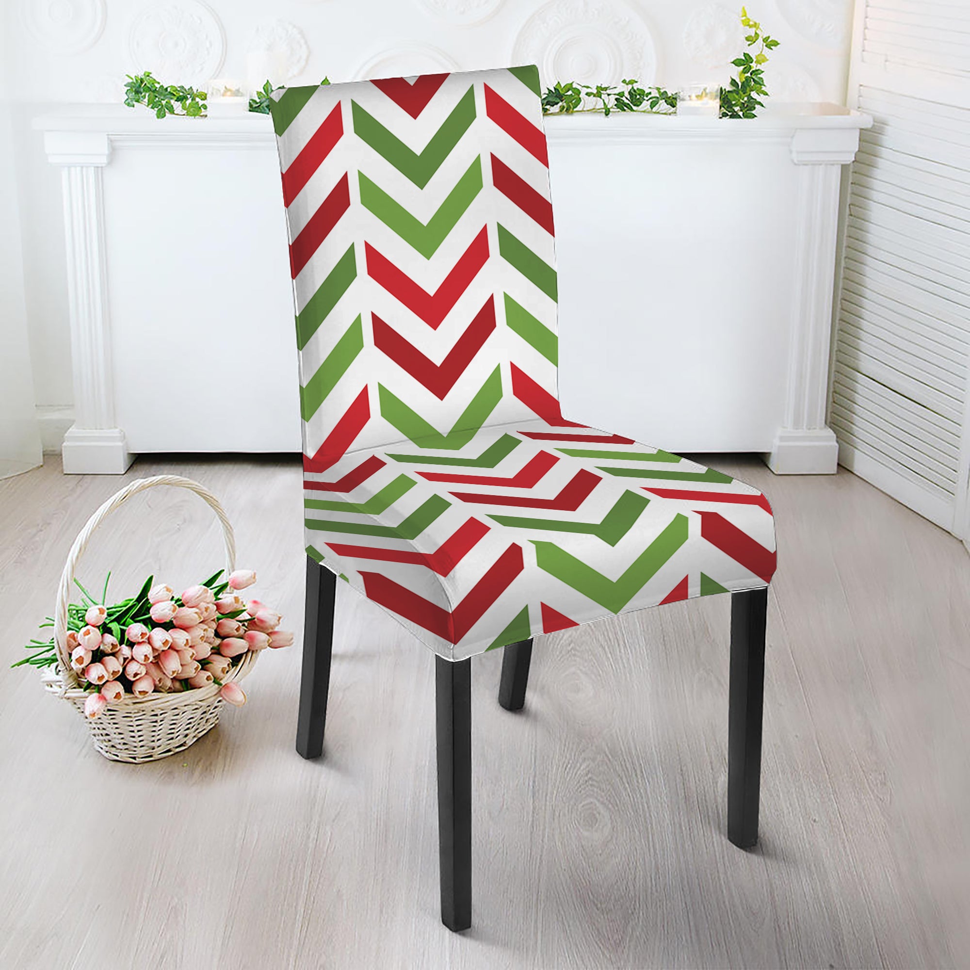 Zigzag Merry Christmas Pattern Print Dining Chair Slipcover